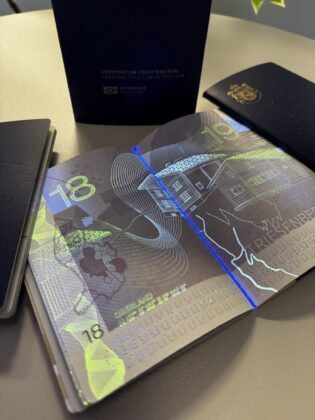 UV Page of ePassport of Liechtenstein which won Best New Passport Award 2026